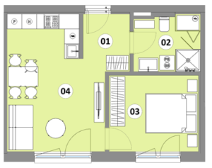 Stanovanje 02 - 45,12 m2